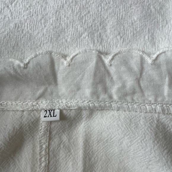 White Dress Size XL Scalloped Edge Mini 100% Cotton EUC Beach Travel Casual Cute - Picture 11 of 13
